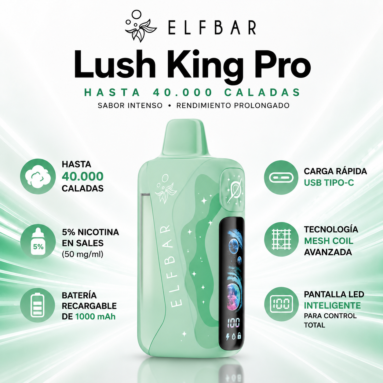 ELF BAR Lush King Pro 40000 – Hasta 40000 Puffs Vape Desechable