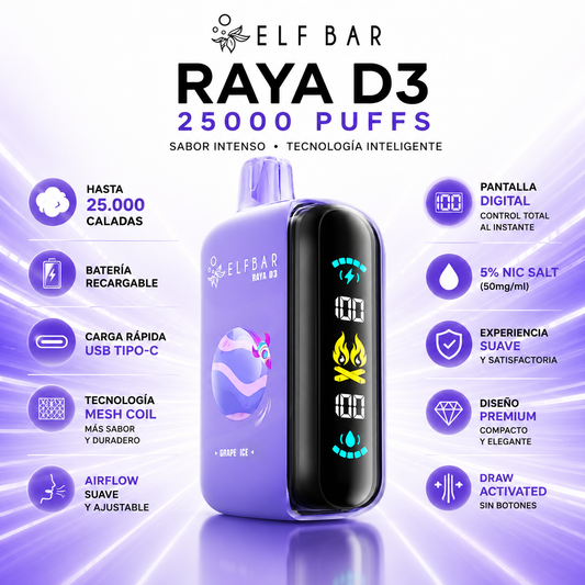 ELF BAR Raya D3 25000 Puffs Vape Desechable