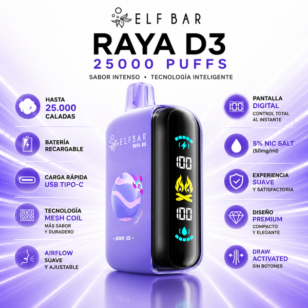 ELF BAR Raya D3 25000 Puffs Vape Desechable