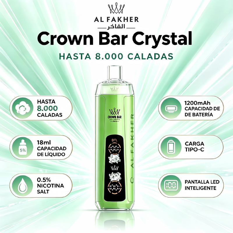 Al Fakher Crown Bar Crystal 8000 Puffs Vape Desechable