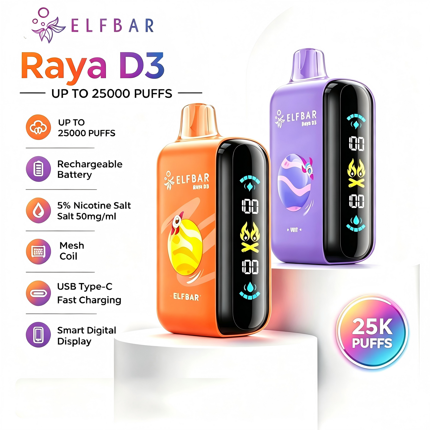 ELF BAR Raya D3 25000 Puffs  buy vape online spain