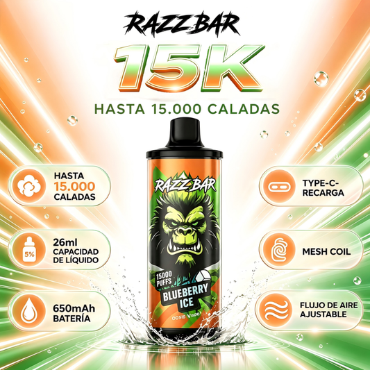 Razz Bar 15000 Puffs Vape Desechable Original
