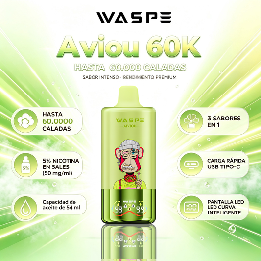 WASPE AIVIOU 60000 3 in 1 60000 Puffs Vape Desechable Original