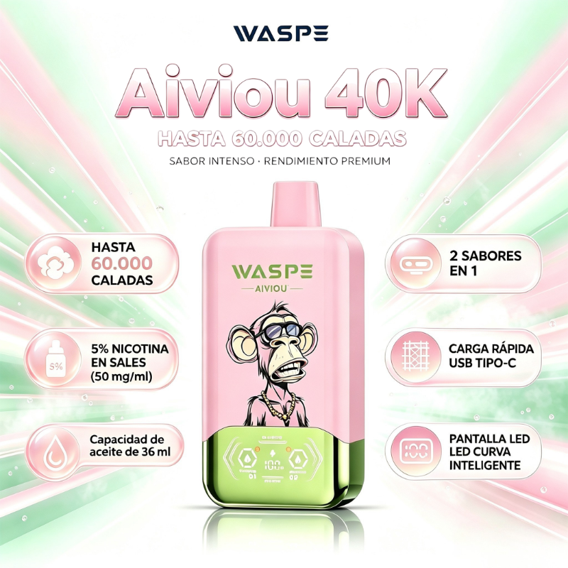 WASPE FIHP 40K Dual Flavor 40000 Puffs Vape Desechable Original